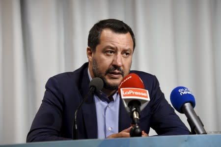 Italy's Interior Minister and Deputy PM Salvini holds a news conference in Helsinki