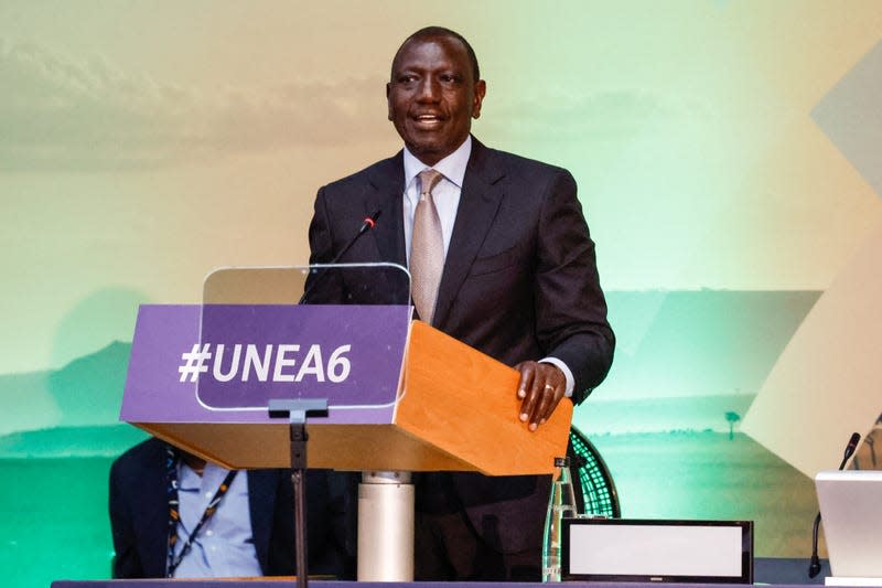 Kenya’s President William Ruto, gives his address during the high level segment session of the 6th United Nations Environment Assembly (UNEA-6) at the United Nations (UN) offices in Gigiri, in Nairobi on February 29 2024. - Photo: SIMON MAINA / AFP (Getty Images)