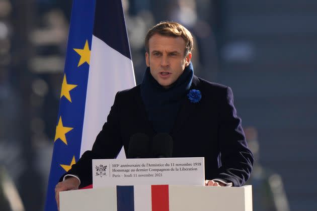 Emmanuel Macron lors de son discours du 11 novembre (illustration).  (Photo: via Associated Press)