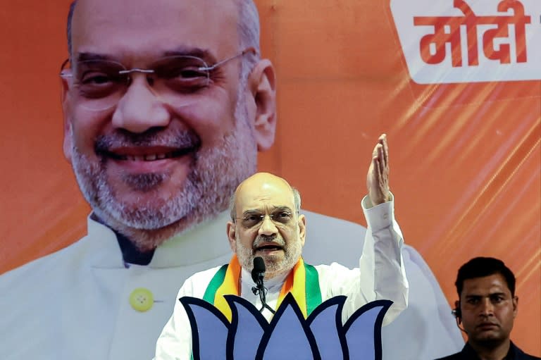 Police have arrested the social media chief of India's main opposition in connection with a doctored video of interior minister Amit Shah (pictured) (Niharika KULKARNI)
