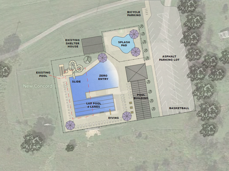 Columbus-based design firm MSA Sport put together a rendering of what a new New Concord Area Pool would look like.