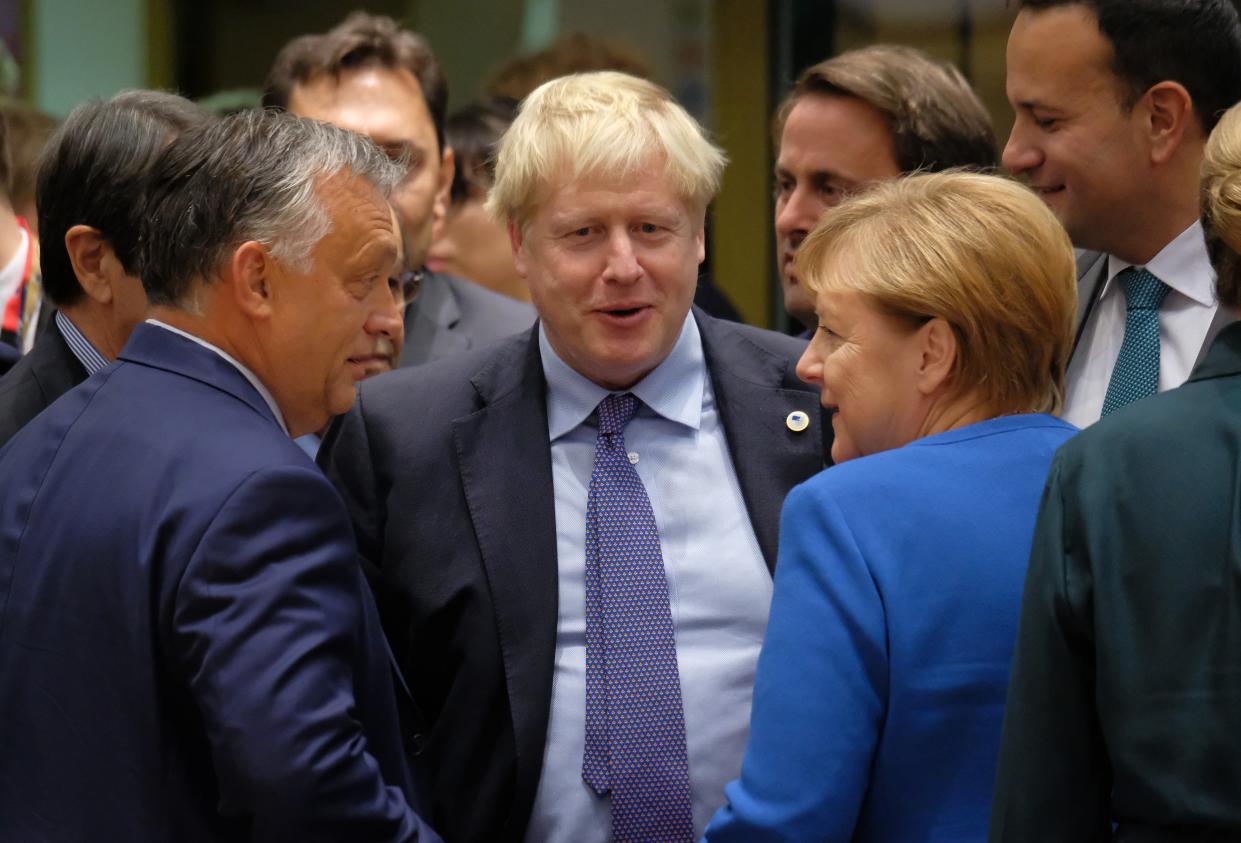 Boris Johnson works the room at a previous EU summit (Getty Images)