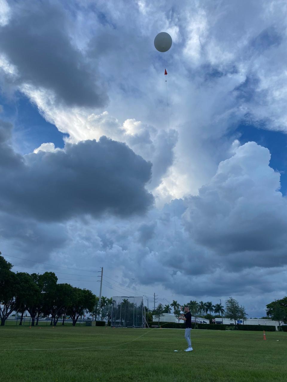 A launch of a weather balloon from the National Weather Service Miami.