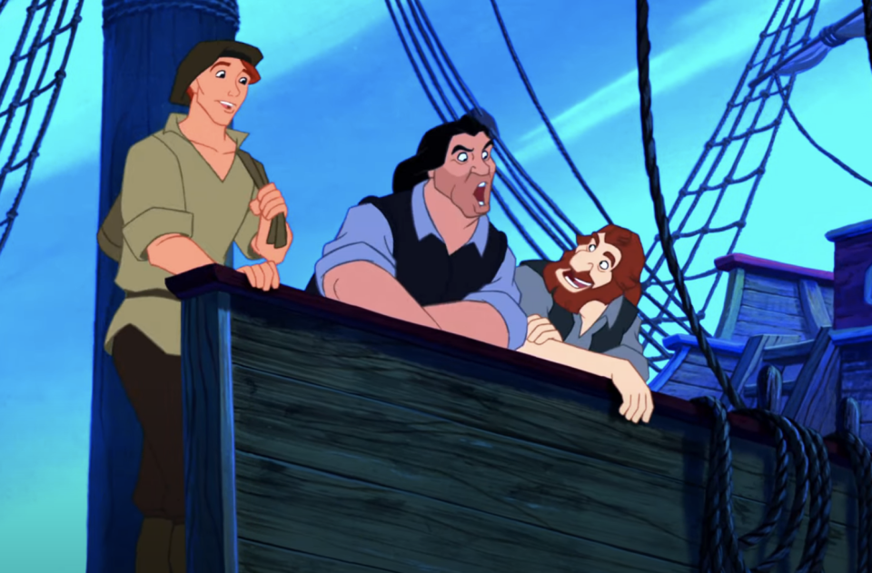 three of the white men characters on a ship
