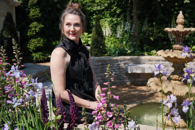<p>Jonathan Brady/PA Images via Getty</p> Ruth Gemmell in the Bridgerton Garden at the Chelsea Flower Show on May 20, 2024