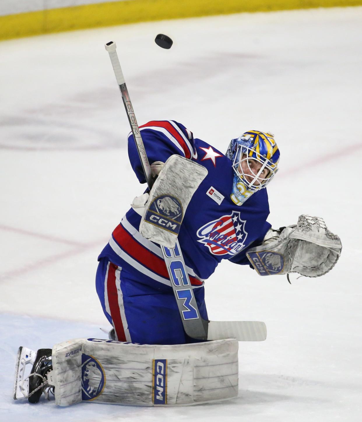 Devon Levi had a superb game in net for the Amerks.