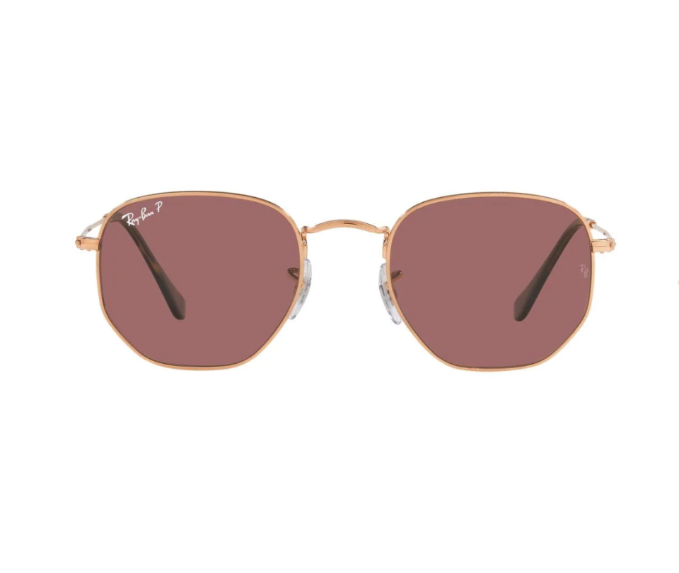 Ray-Ban Hexagon-frame rose gold-tone sunglasses. (PHOTO: Farfetch)