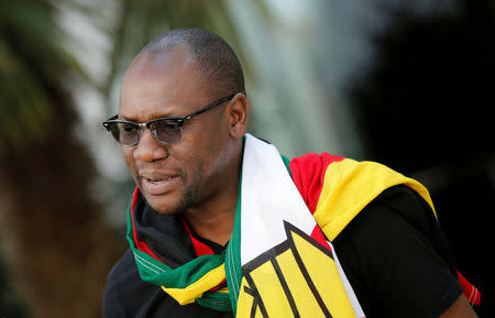 FILE PHOTO - Zimbabwean pastor Evan Mawarire looks on during his interview with Reuters in Johannesburg, South Africa, July 19, 2016. REUTERS/Siphiwe Sibeko/File Photo