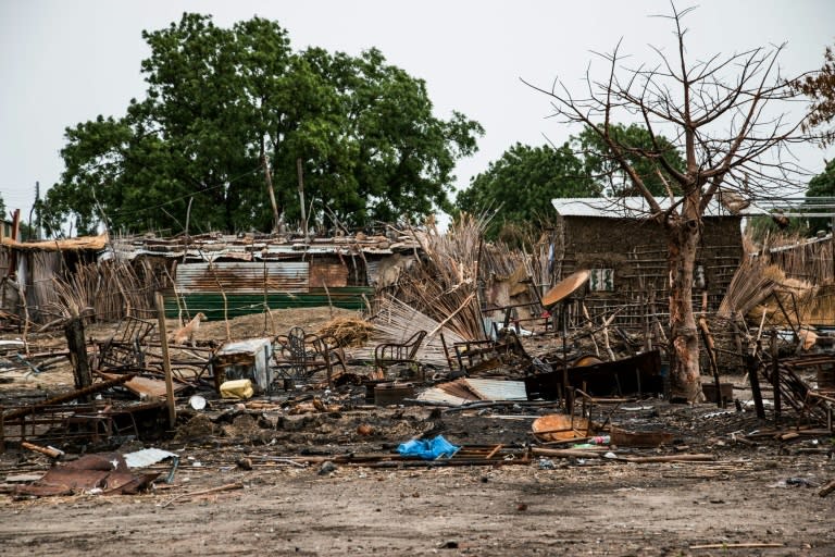 Businesses in Melut in Upper Nile state on June 13, 2015, shortly after their destruction during fighting