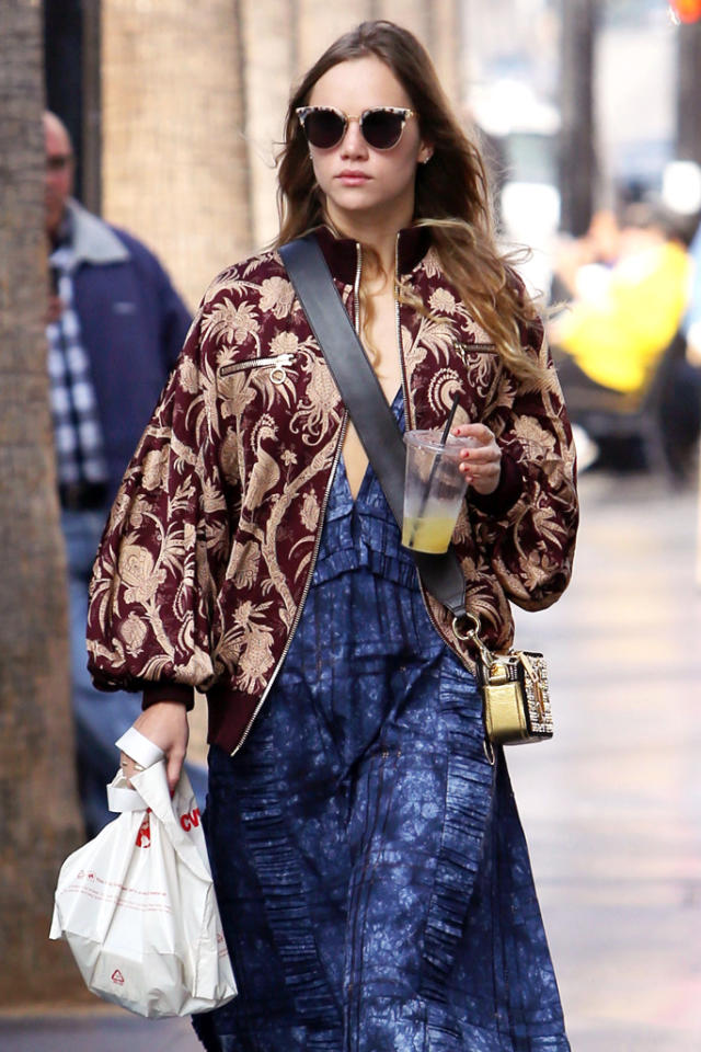 Brie Larson in Gucci's Floral-Print Bomber Jacket