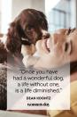 <p>“Once you have had a wonderful dog, a life without one, is a life diminished.”</p>