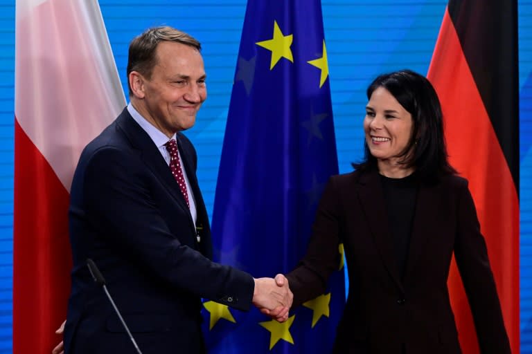 Anlässlich des 20.Jahrestags der EU-Osterweiterung trifft Bundesaußenministerin Annalena Baerbock (Grüne) ihren polnischen Kollegen Radoslaw Sikorski. (JOHN MACDOUGALL)