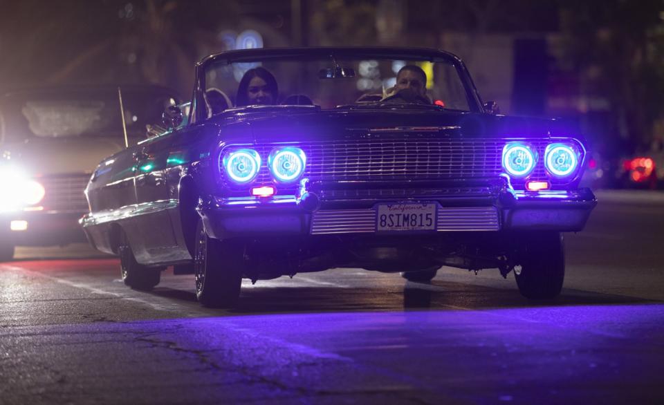 A lowrider cruises Van Nuys Boulevard