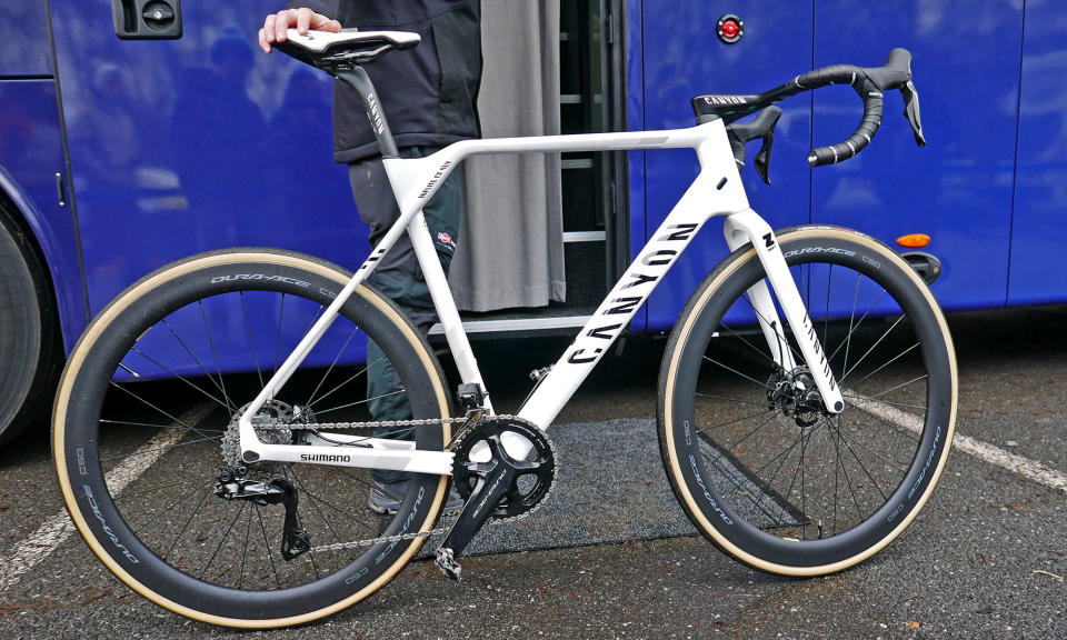 MvdP Pro Bike Check: Canyon Inflite CFR (CF SLX) cyclocross bike of 2024 World Champ Mathieu van der Poel, road training