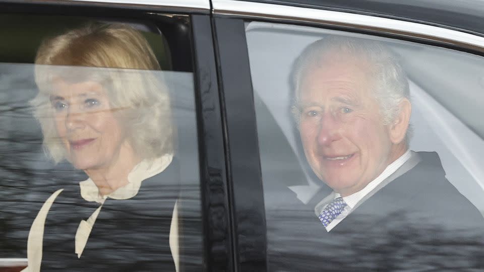 King Charles and Queen Camilla leave Clarence House, the monarch's London residence, on February 6, a day after his cancer diagnosis was announced. - Toby Melville/Reuters