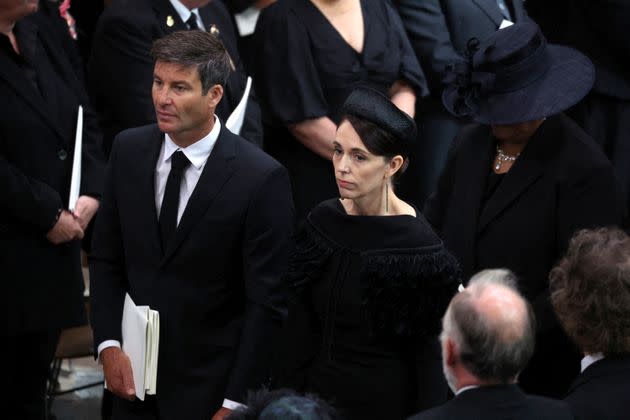 New Zealand's Prime Minister Jacinda Ardern and husband Clarke Gayford attend the state funeral of Queen Elizabeth II at Westminster Abbey on Sept. 19. (Photo: WPA Pool via Getty Images)