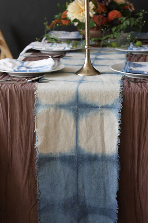 Get it <a href="https://www.etsy.com/listing/548042162/shibori-table-runner-indigo-blue-table" target="_blank">here</a>.