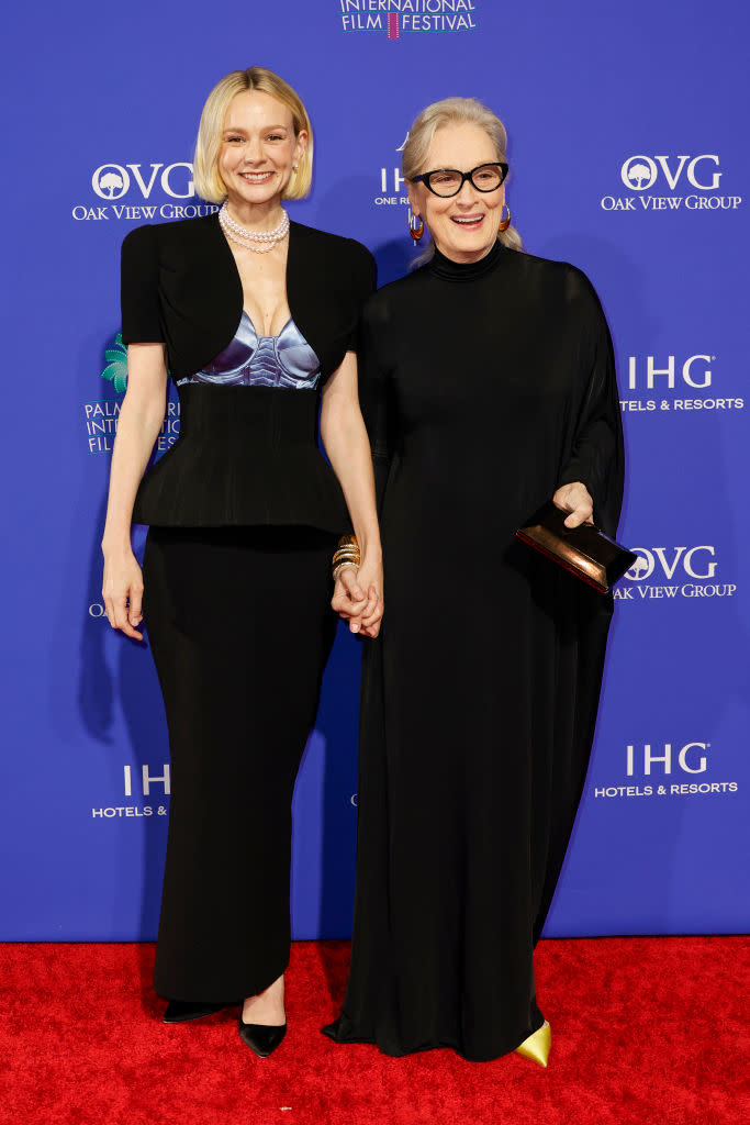 (L-R) Carey Mulligan, Balmain dress, Meryl Streep, 2024 Palm Springs International Film Awards, Jan. 4, Palm Springs, California