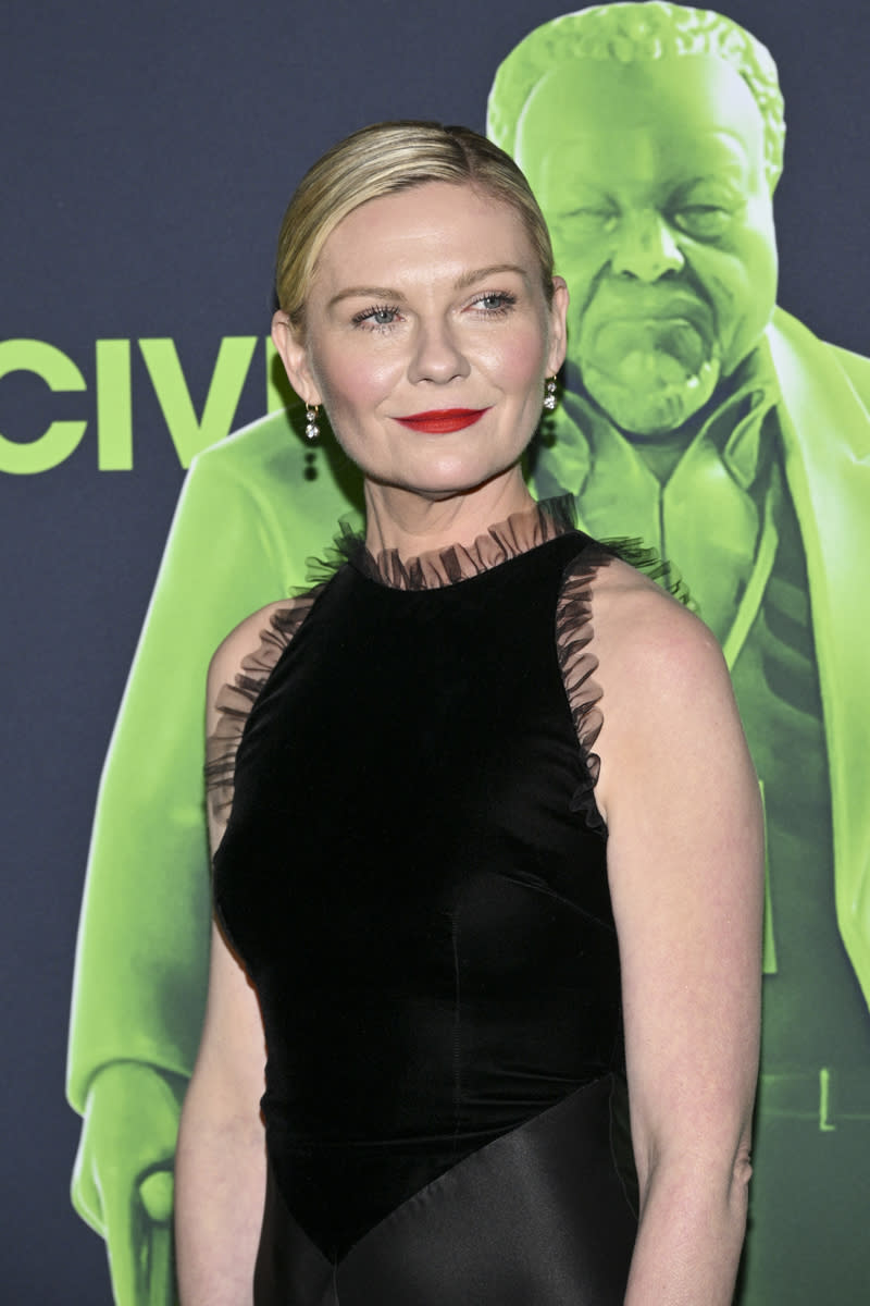 Kirsten Dunst at a special screening of "Civil War" on April 2 in Los Angeles, quiet luxury fashion trends, rodarte dress with ruffles