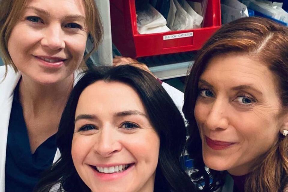 <p>Kate Walsh/Instagram</p> Ellen Pompeo, Caterina Scorsone and Kate Walsh