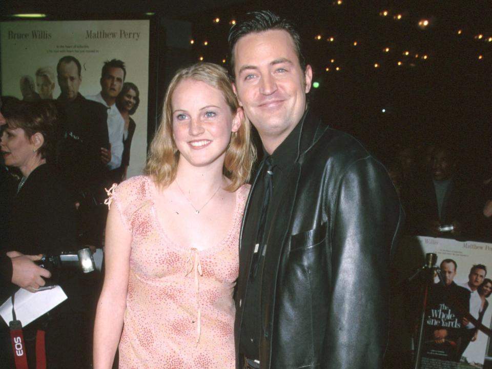 Matthew Perry and his sister Emily during The Whole Nine Yards Los Angeles Premiere at Cineplex Odeon Century Plaza Cinema in Century City, California, United States.