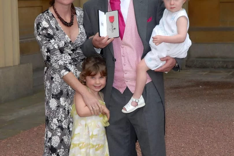 Graham Thorpe MBE, with wife Amanda, children Kitty (3) and Emma