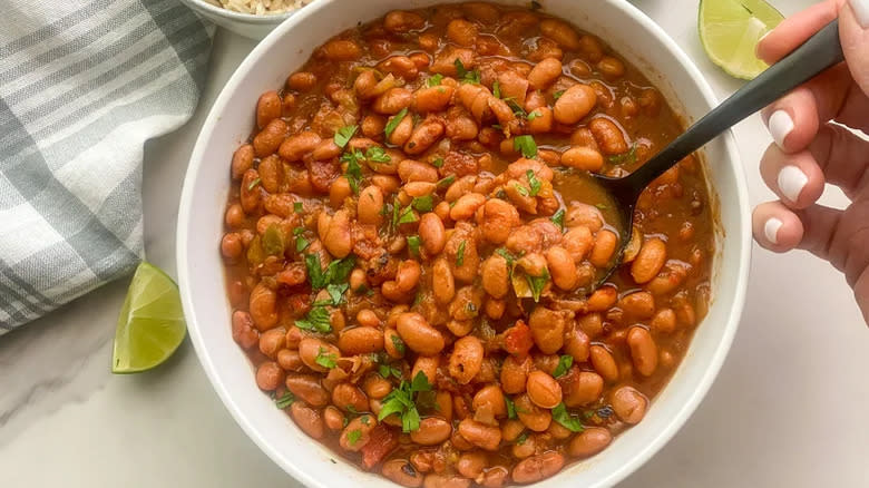 pinto beans and sauce