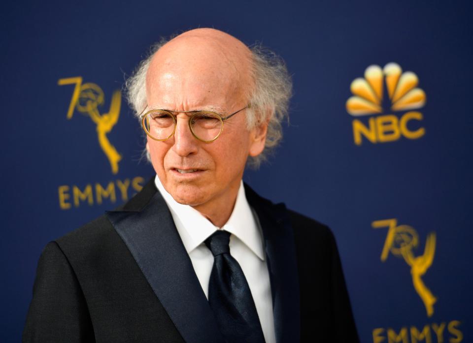 Writer/comedian Larry David is pictured in 2018 attending the 70th Emmy Awards at Microsoft Theater in Los Angeles, California.