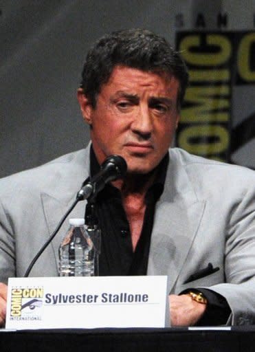 Actor Sylvester Stallone speaks during Comic-Con International 2012 on July 12 in San Diego, California. Stallone said Monday there was "no greater pain" than losing a child, and called for an end to speculation about the death of his eldest son Sage last week