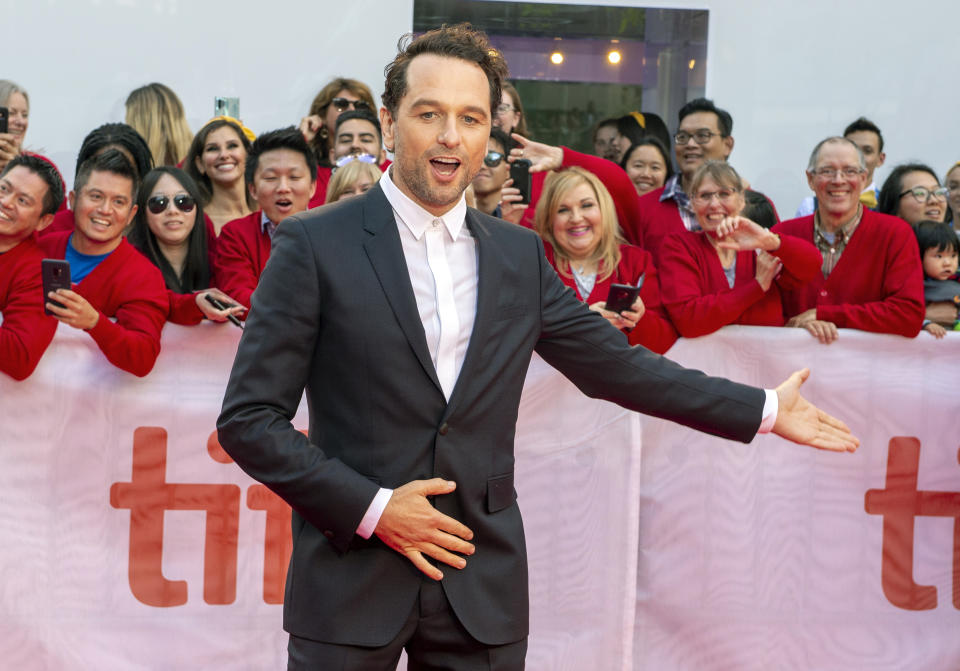 Actor Matthew Rhys arrives for the Gala Premiere of the film "A Beautiful Day in the Neighborhood" at the 2019 Toronto International Film Festival on Saturday, Sept. 7, 2019. (Frank Gunn/The Canadian Press via AP)