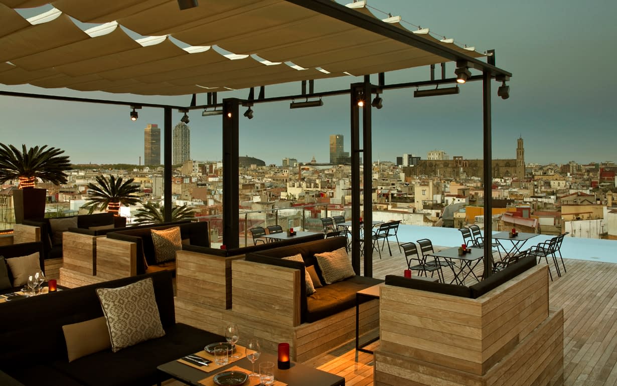 The rooftop bar next to the pool at Grand Hotel Central is one of the trendiest places in Barcelona.