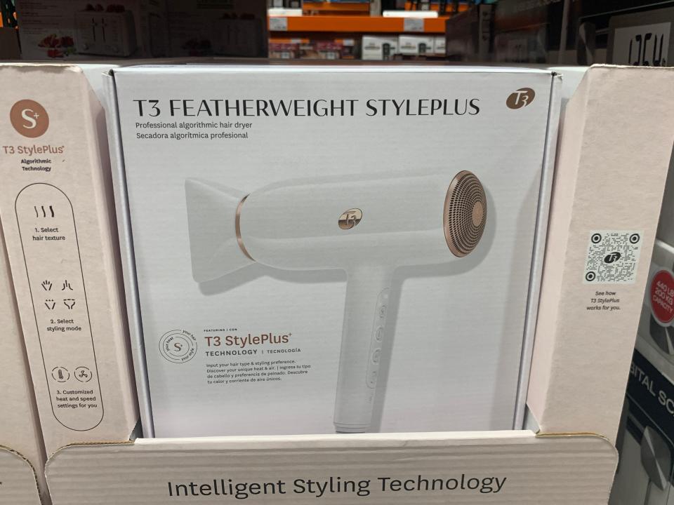 White box with a hairdryer on it at costco