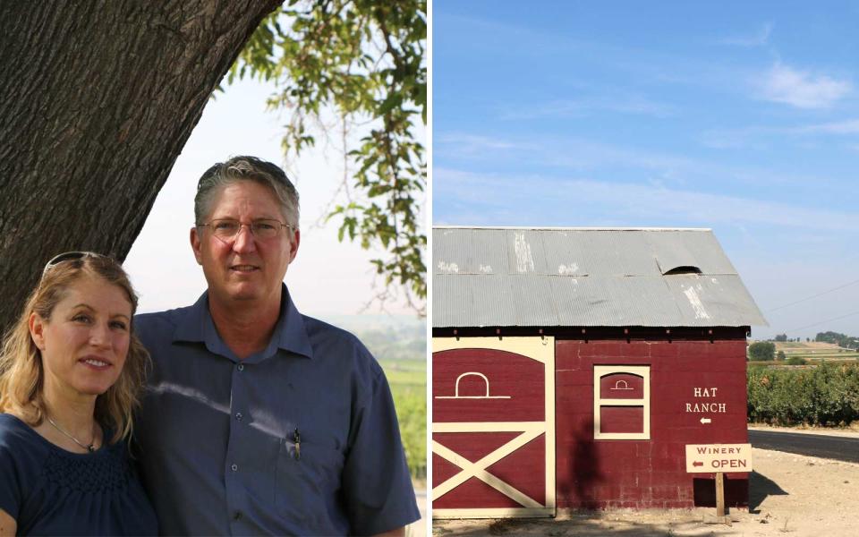 Tim and Helen Harless, at the Hat Ranch Vineyard.