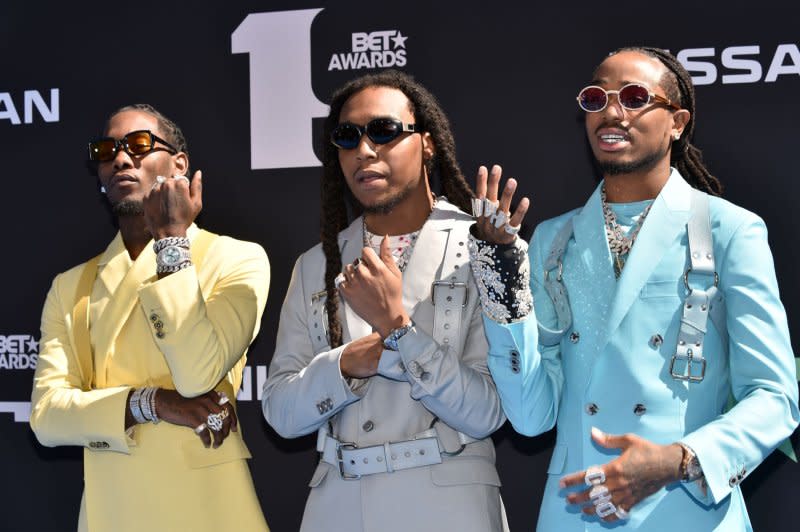 Migos attend the BET Awards in 2019. File Photo by Chris Chew/UPI