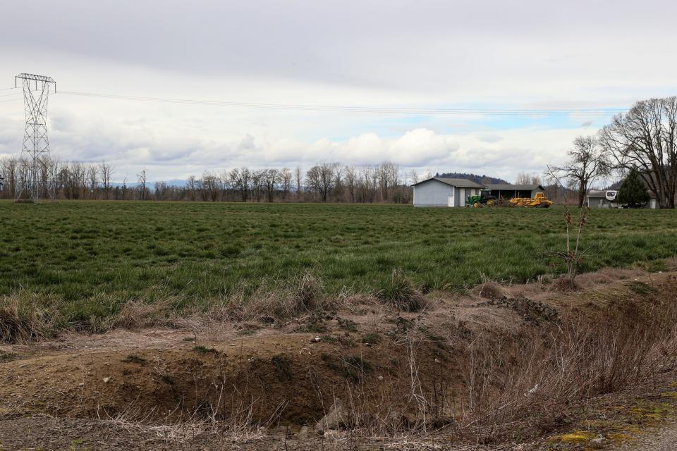 The future site of Foster Farm Chicken Ranch in Scio, Oregon on Tuesday, March 9, 2021. The industrial poultry farm would bring increased traffic to the small gravel road that families live on. 