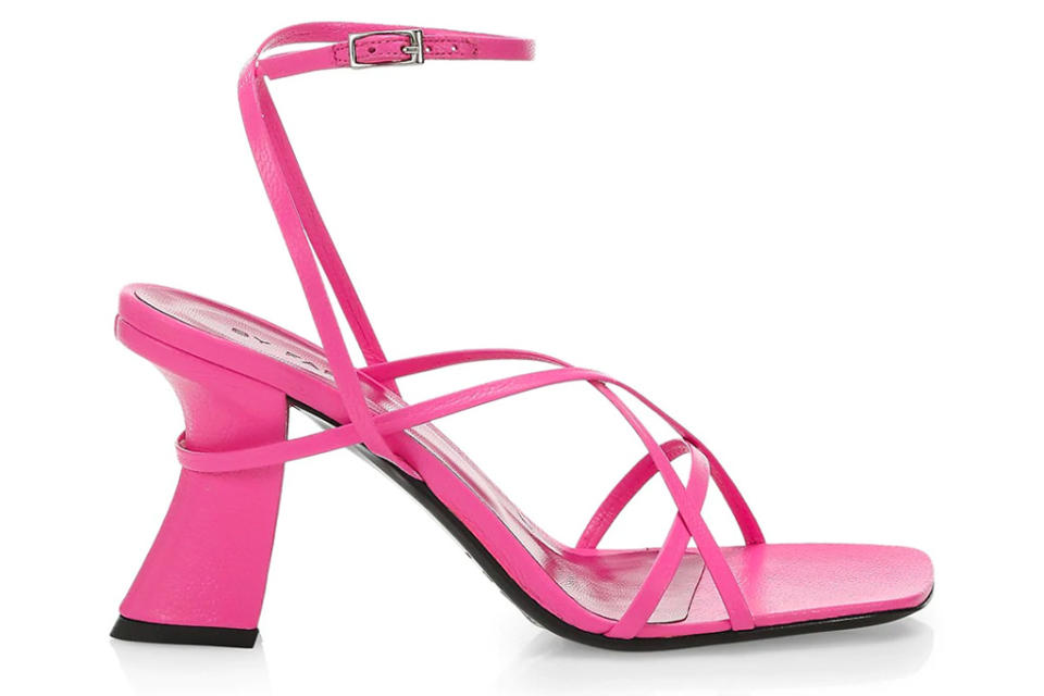 pink sandals, square-toe, by far