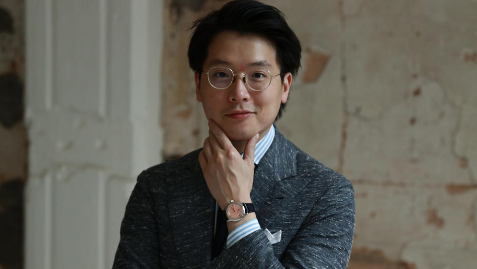 Mark Cho wearing his Christian Klings bespoke watch, photographed in Hong Kong. - Credit: Tsz Fung Chan