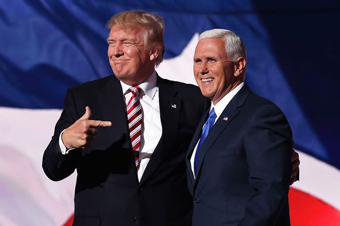 Donald Trump with his running made and Vice President-elect Mike Pence. Image: Getty