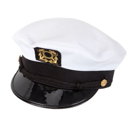 Playboy founder Hugh Hefner's trademark captain's hat from Hugh Hefner collection going up for sale as part of an auction of his belongings is seen in this image released by Julien's Auctions in Culver City, California, U.S., October 11, 2018. Courtesy Julien's Auctions/Handout via REUTERS