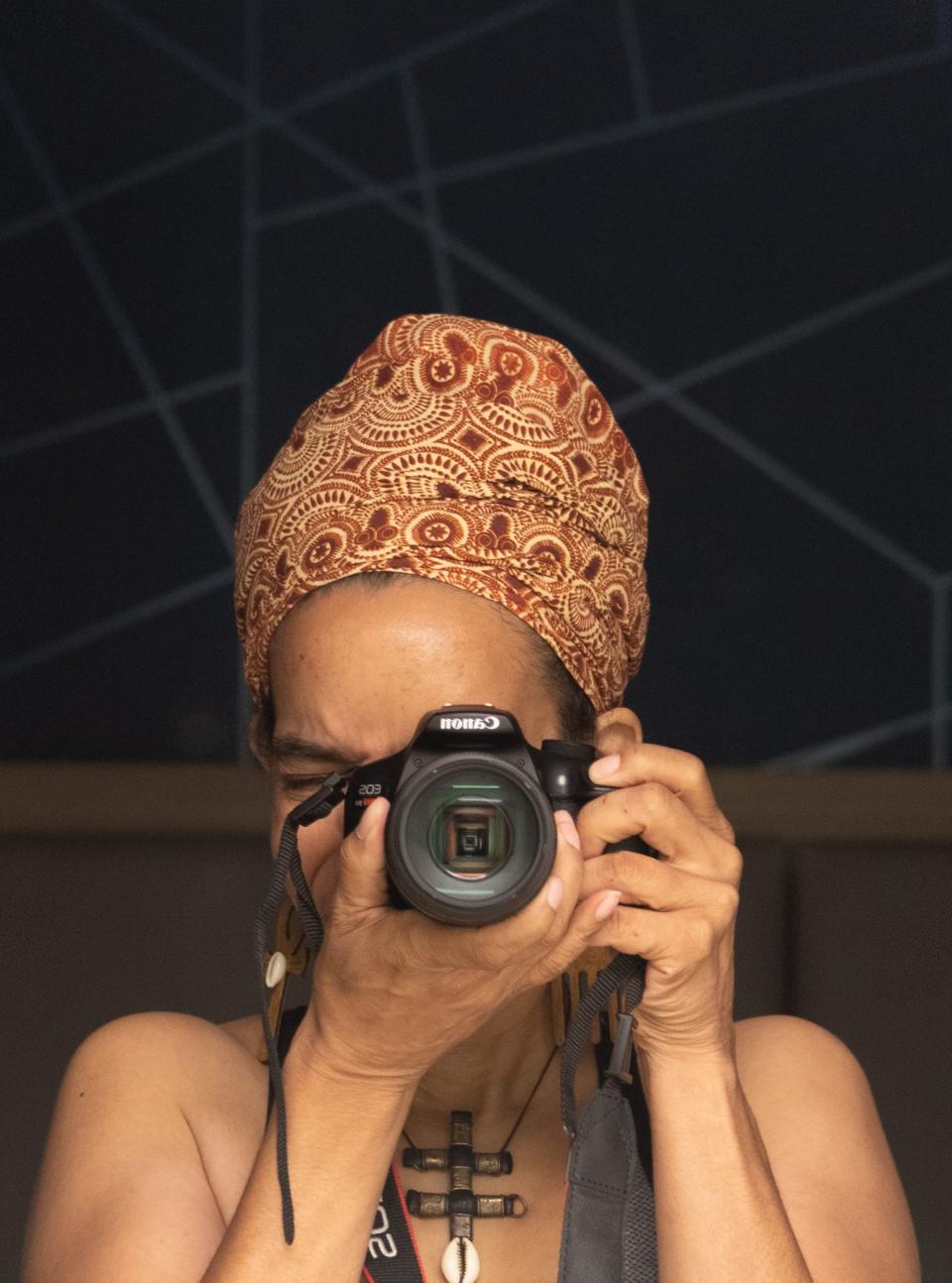 Andrea Walls, founder of the Museum of Black Joy, takes a self portrait.