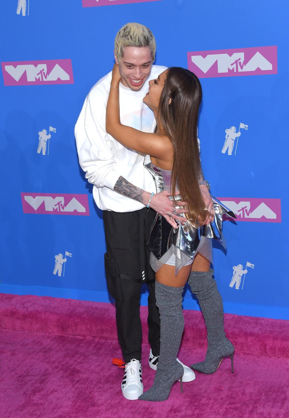 Pete Davidson and Ariana Grande at the 2018 MTV VMAs held at Radio City Music Hall on Aug. 20, 2018 in New York City. - Credit: MEGA