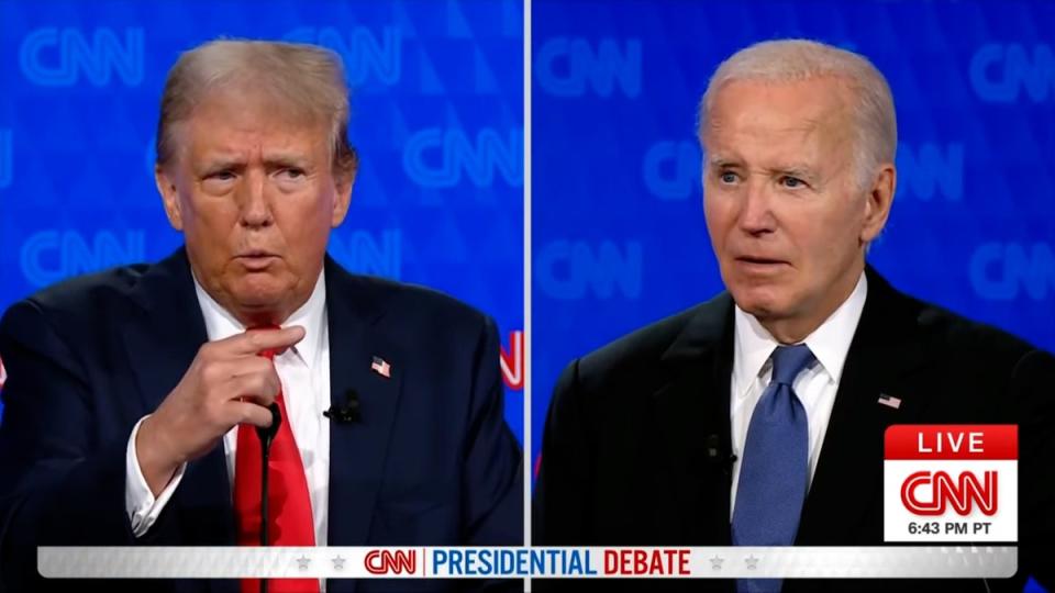 Trump and Biden appear at Thursday’s CNN debate in Atlanta (CNN)