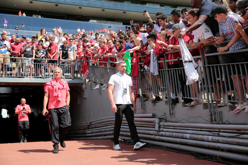 Mourinho arrives for the Liverpool game in Michigan