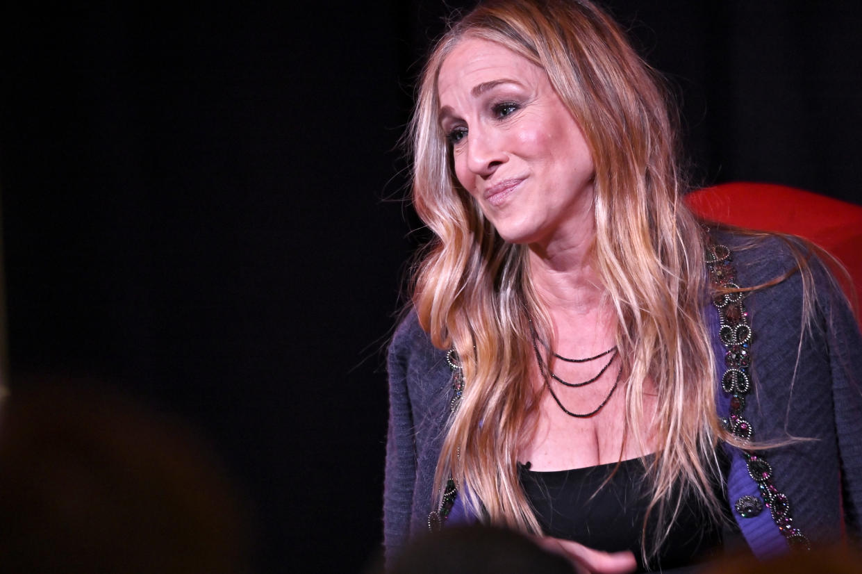 WASHINGTON, DC - APRIL 25: Actor Sarah Jessica Parker discusses the legacy of Neil Simon at the Library of Congress on April 25, 2022  in Washington, DC. (Photo by Shannon Finney/Getty Images)