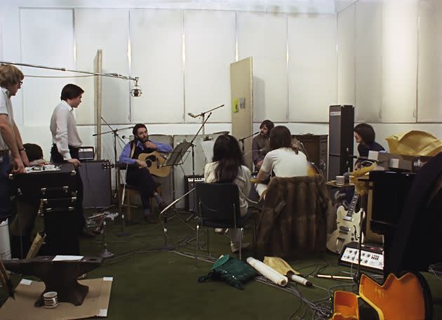 Absent a leader, a beleaguered McCartney takes the reins as taskmaster during the recording process. The rest of the band feels uneasy about that. (Photo: Photo courtesy of Apple Corps Ltd./Disney)