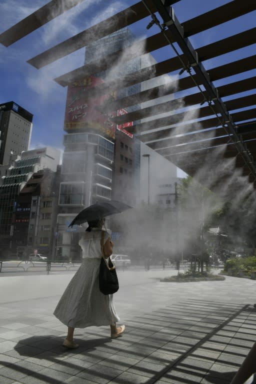 Dans les rues de Tokyo, le 11 août 2022, pendant une vague de chaleur dans la capitale nipponne (AFP/Archives - Richard A. Brooks)