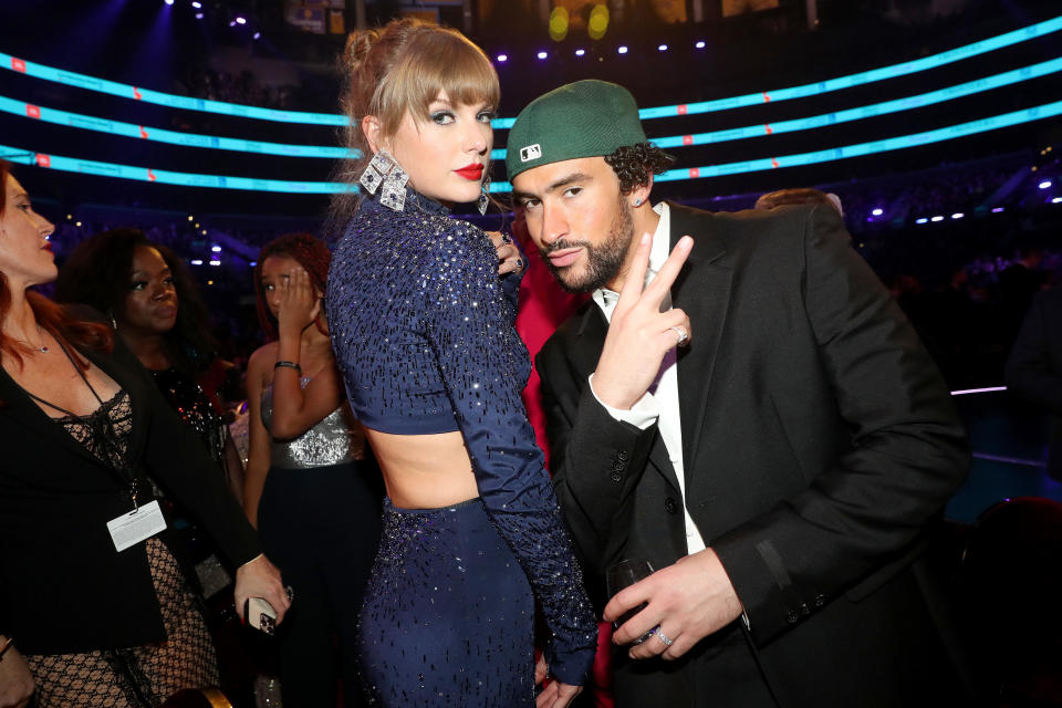 Taylor Swift and Bad Bunny pose during the 65th annual Grammy Awards at Crypto.com Arena on Feb. 5, 2023, in Los Angeles.  / Credit: Johnny Nunez/Getty Images for The Recording Academy