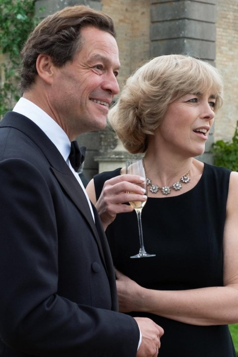 Fabulous wig: Williams as Queen Camilla, alongside Dominic West’s Charles, in ‘The Crown’ (Netflix)