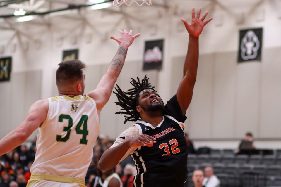 Elmira High graduate Markel Jenkins (32) averaged 10.3 points and 9.4 rebounds per game for the SUNY Cobleskill men's basketball team during the 2023-24 season.