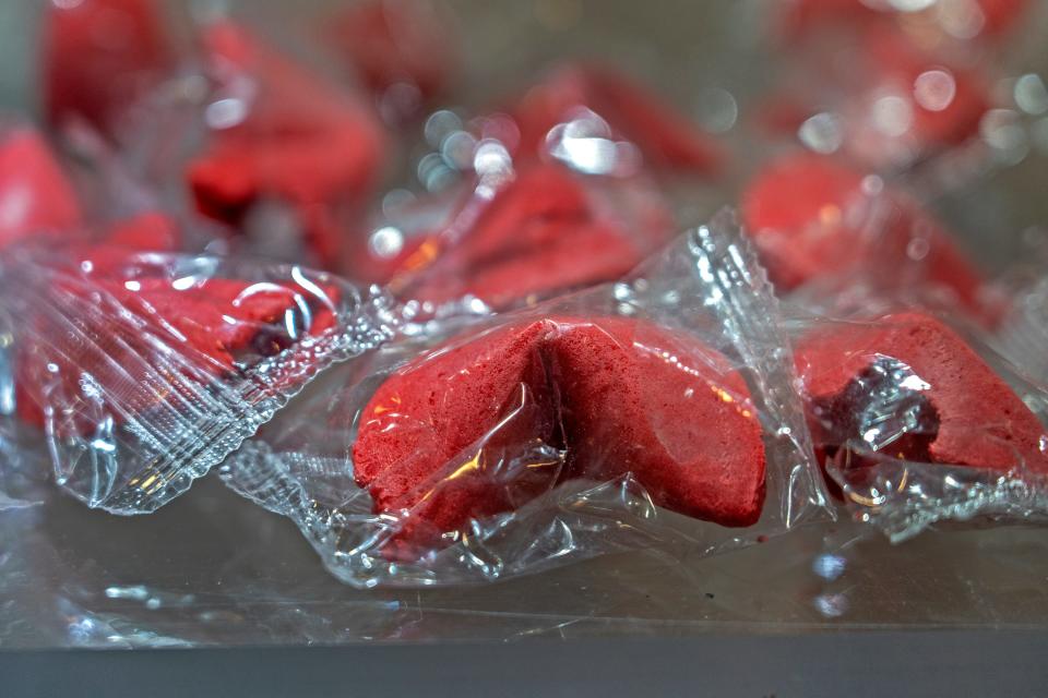 Fortunes Against Humanity snacks from Miss Fortunes are featured on display during The Sweet & Snacks Expo, Tuesday, May 14, 2024 at the Indiana Convention Center.